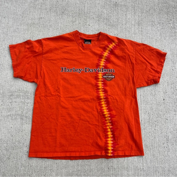 Harley-Davidson Other - Y2K Orange Tie Dye Harley Davidson Motorcycles T-shirt size XL Nashville TN
